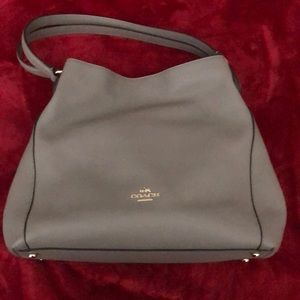 Coach Edy Shoulder Bag, leather, excellent condition. Taupe Gray (Elephant)